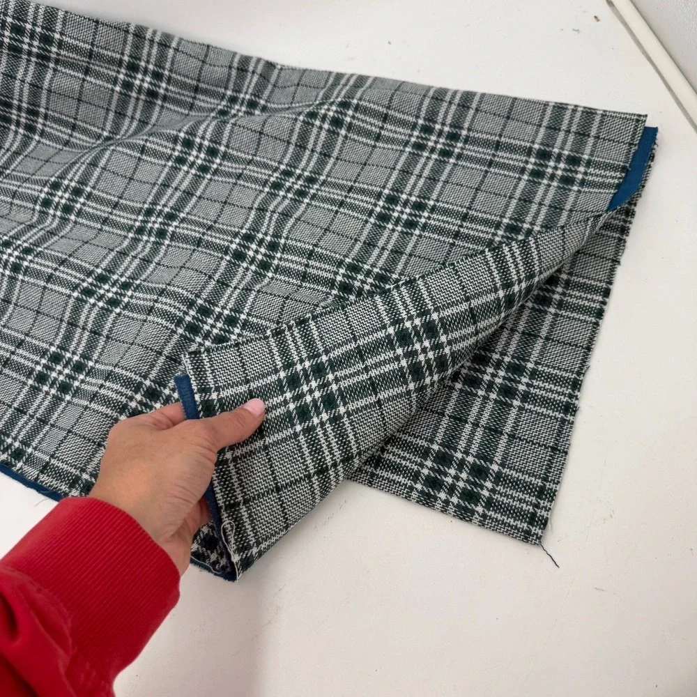 Green and White Plaid Fabric